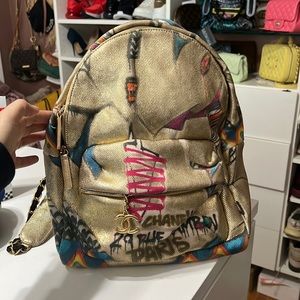 Chanel printed canvas backpack